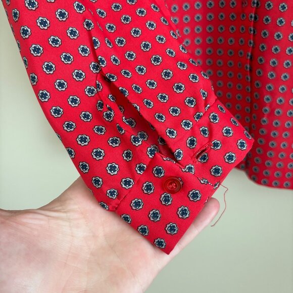 Alfred Dunner Vintage Long Sleeve Front Button Blouse Red Women’s Size 14 - Picture 7 of 8